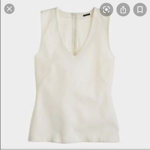 J. Crew White Structured V Neck Shell Tank